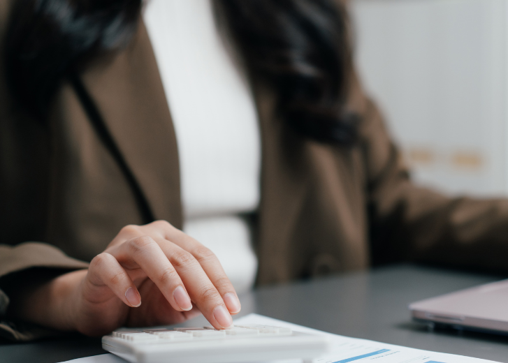 Woman looking through finances